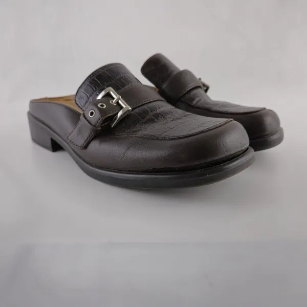 Liz Baker Womens Cheyenne 024-2281‎ Brown Buckle Slip On Mules Shoes Size US 8M - Image 4