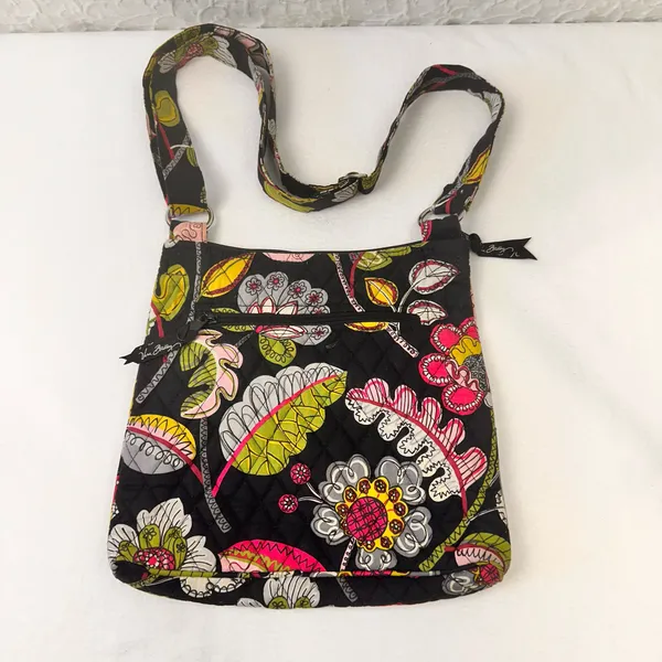 Vera Bradley Crossbody Women's Bag Black Purse Floral Quilted Moon Bloom Handbag Bag - Image 2
