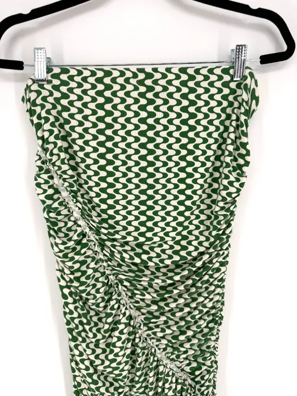 Celandine for Anthropologie The Gabbie Strapless‎ Ruched Green Maxi Dress L - Image 3