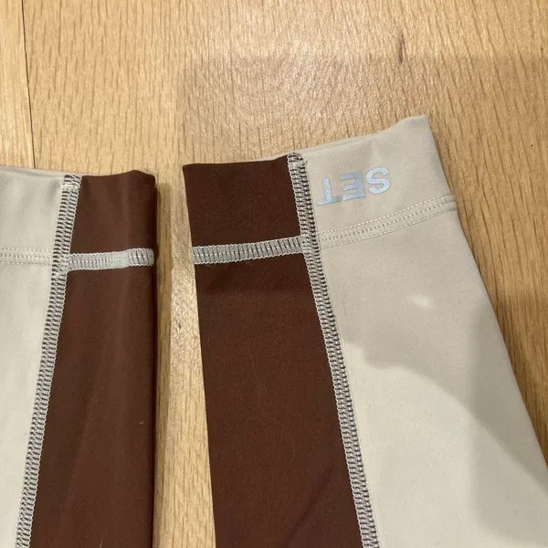 SET Active Cream and Brown Leggings - Image 2
