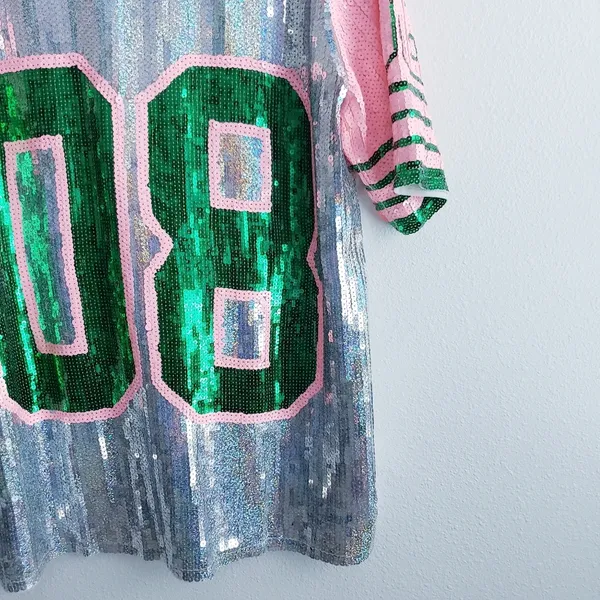 Sequin Jersey Graphic Short Sleeve Shirt Dress - Image 5