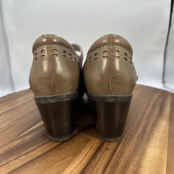 Abeo Penny Mary Jane Heels Shoes‎ Brown Leather Retro Comfort Women's 10N - Image 2