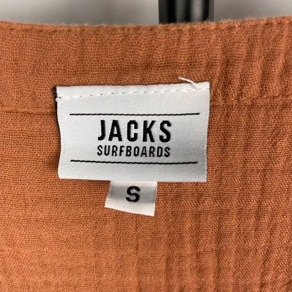 Jacks Surfboards Orange Brown‎ Cotton Gauze Short Sleeve Romper - Image 4