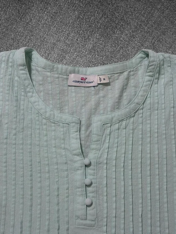 Vineyard Vines Mint Green Cotton Linen Pintuck Tunic Dress M - Image 4