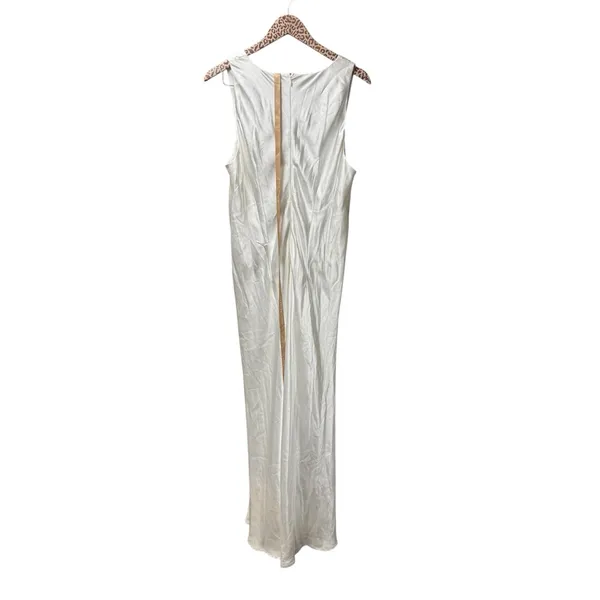NEW Meshki Meghan Sleeveless Satin V-Neck Maxi Dress Ivory XXXL READ - Image 5