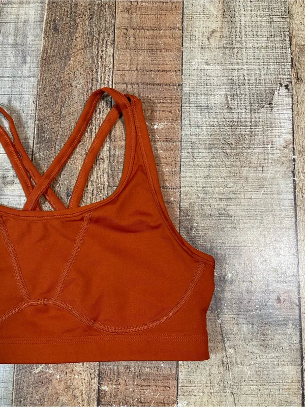 Yogasmoga Size 6 Medium Rust Orange Criss Cross Sports Bra Strappy Boho Yoga - Image 6