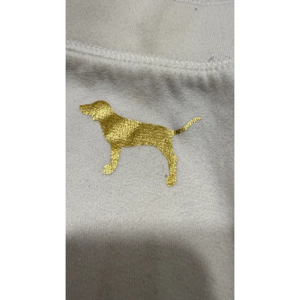 Victoria's Secret PINK White Sequin Love Pink Jogger Sweatpants M y2k Gold Logo - Image 5