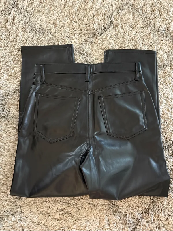 Abercrombie & Fitch Faux Leather High Rise Ankle Straight Pants - Image 4