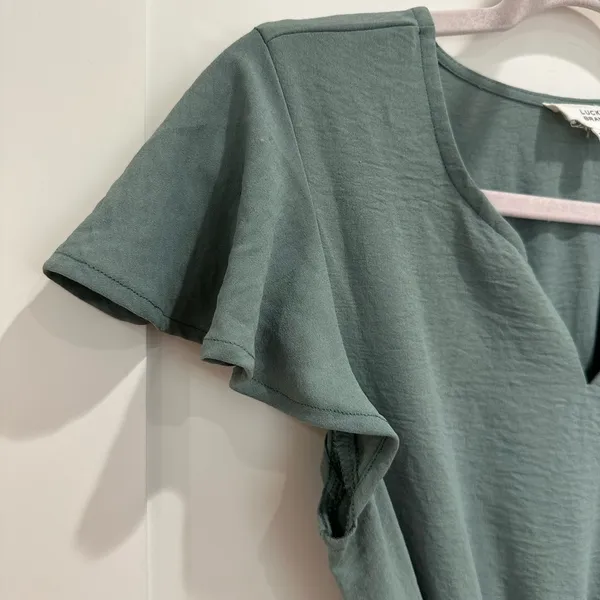 Lucky Brand Flutter Sleeve Midi Dress Small Sage Green Modest Church Fall Chic - Image 5