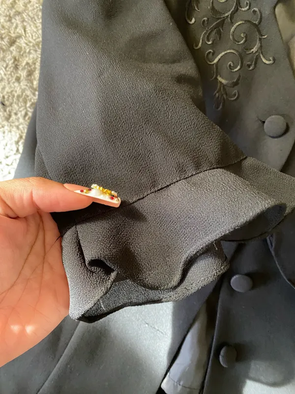 Vintage Plaza South Women’s Black Embroidered Women's Blazer jacket Size M10 - Image 3