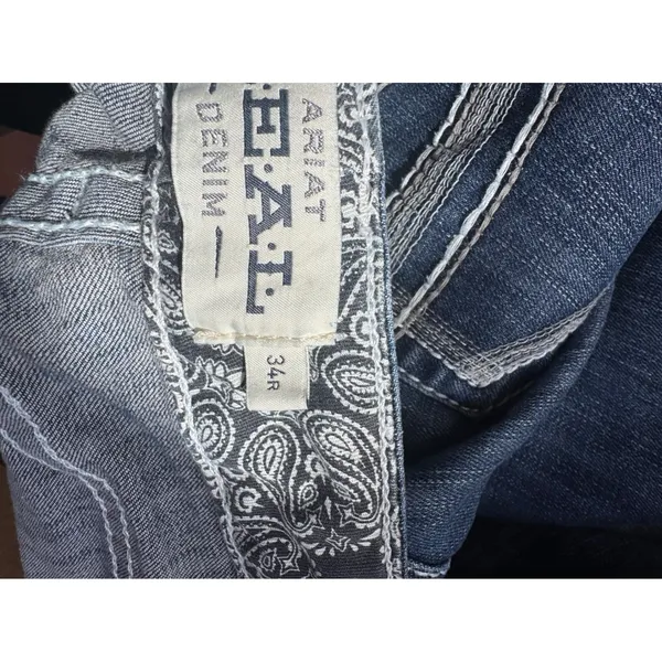 Ariat Real Denim Mid Rise Straight Jeans Women's 34R Blue Wash Embellished - Image 4