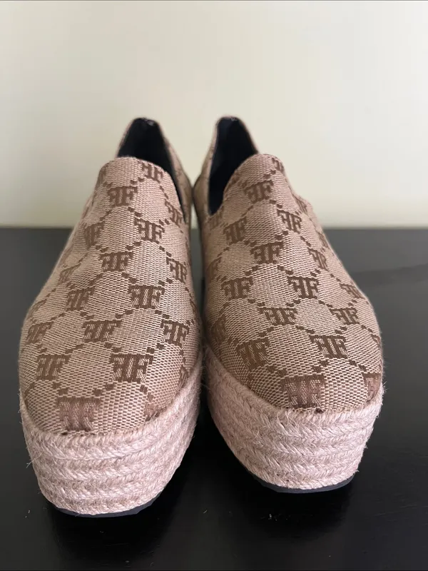 Unbranded Beige Patterned Platform Espadrille Slip - Image 5