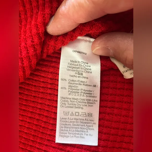 Madewell Women’s Long Sleeve Waffle Knit Henley Style Neckline Top - Image 7