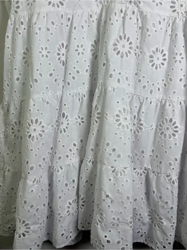 Time and Tru Women’s White Eyelet Embroidered Tiered Midi Dress Sz XXL 20 Boho - Image 3