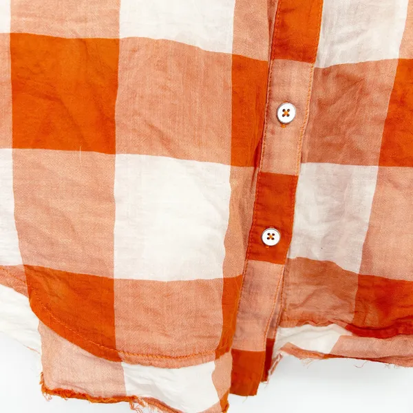 Anthropologie Maeve Womens Flutter Sleeve Button Up Gingham Plaid Blouse Size XS - Image 5