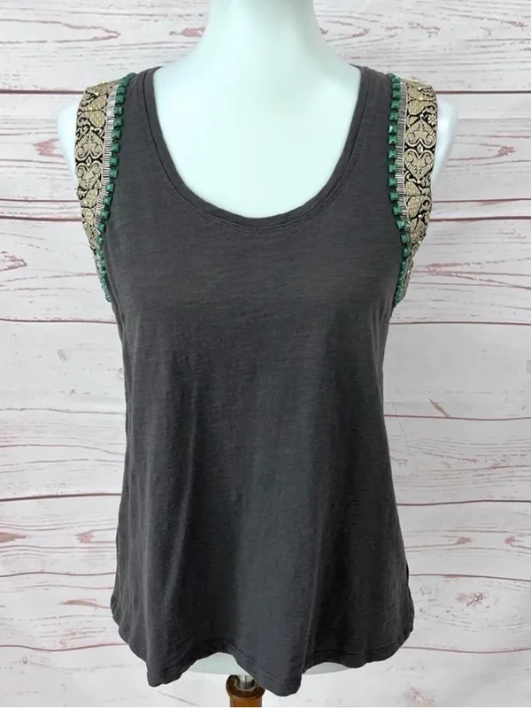 Lucy & Laurel Embellished Boho Chic Tank Top Size M - Image 3