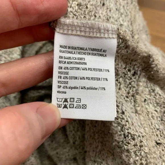 American Eagle‎ Mock Neck Sweater Knit Pullover Cross Front Beige Womens Small - Image 6