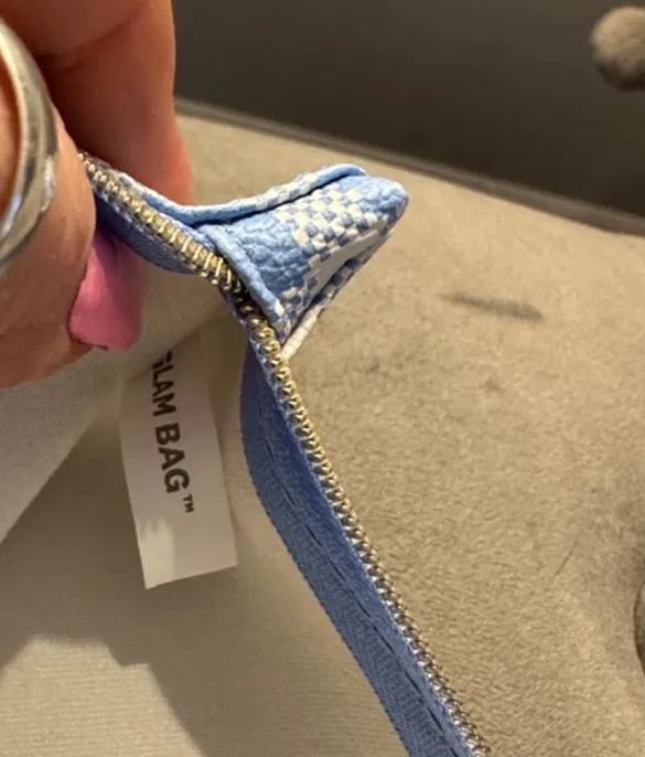 Ipsy Blue Gingham Faux Leather Glam Bag Wristlet - Image 6