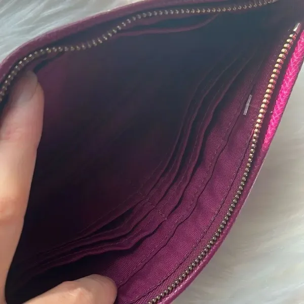 Coach Burgundy Crossgrain Clutch Wristlet Wallet 9x5 - Image 4