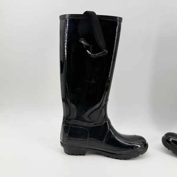 Itasca Womens Black Glossy Waterproof Rubber Rain Boots Size 9 Tall Utility - Image 4