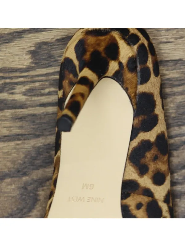 NWT Nine West Pump Closed Toe Heels Stiletto High Leopard Raffia Brown 6M - Image 15