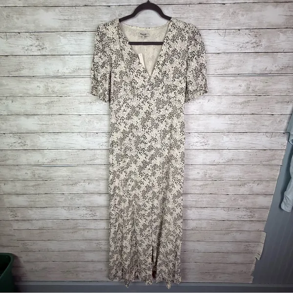 Madewell Puff-Sleeve V-Neck Midi Dress in Floral Size 4 - Image 3