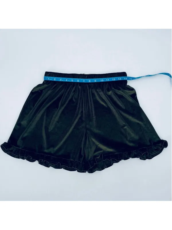NWT Violet & Brooks Green Velvet Ruffle Pajama Set M/L Top Shorts - Image 7