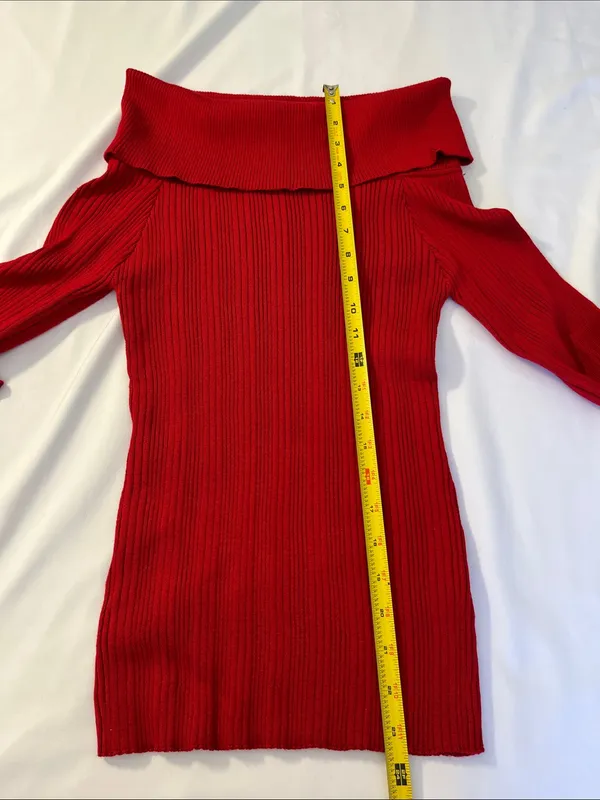 I.N. San Francisco Red Off-the-Shoulder Ribbed Knit Sweater - Image 3