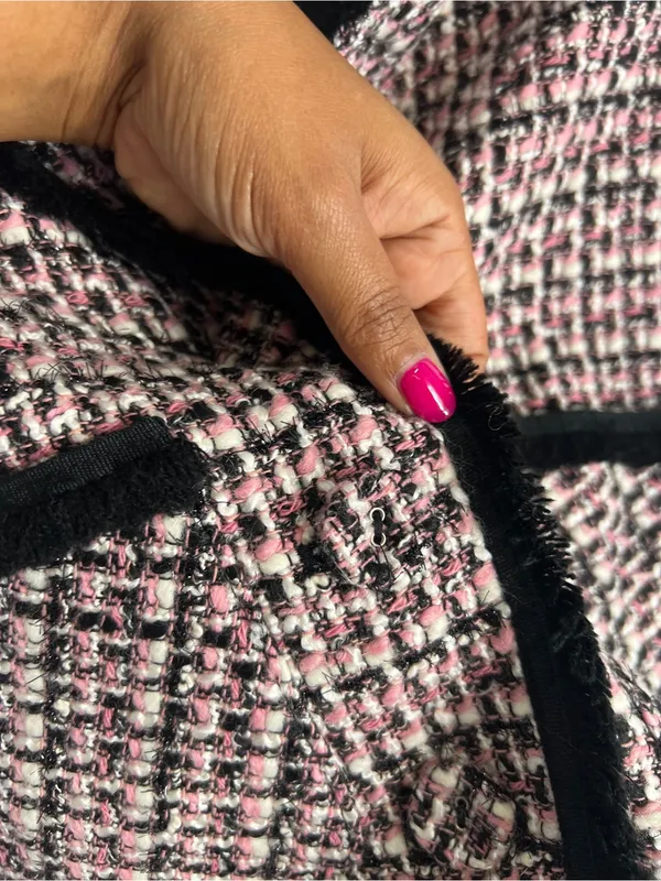 Helene Berman Pink and Black Bouclé Tweed Jacket - Image 6