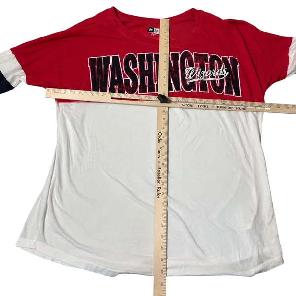 New Era Washington Wizards NBA Women XL Long Sleeve Colorblock T-Shirt Red White - Image 5