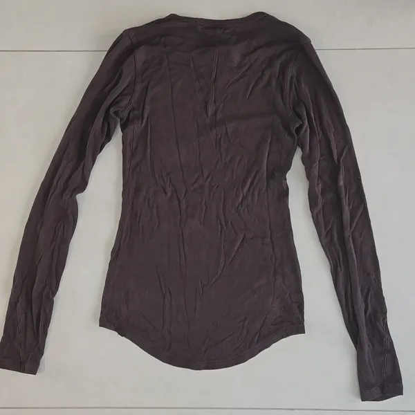 Lululemon Athletica Ribbed Dark Brown Long Sleeve Top Size 2 - Image 3