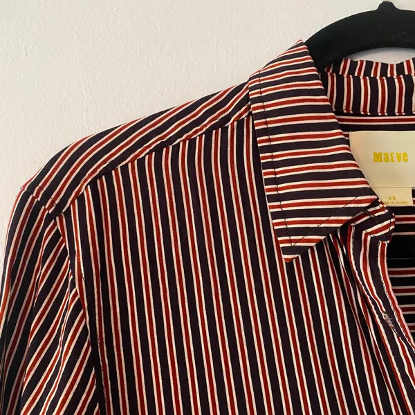 Maeve by Anthropologie Adelaide Poplin Striped Button Down Shirt Women's size XS - Image 4