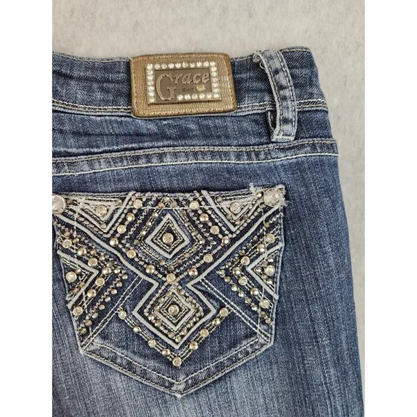 GRACE IN LA Jeans Women's Size 5 Bling Pockets 28 x 28 ish Medium Wash Soft!‎ - Image 4