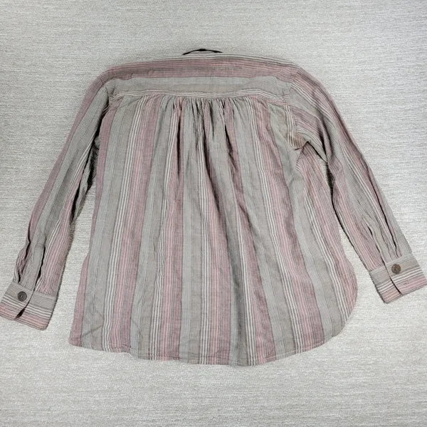 Free People High Tide Shirt XS Tan Pink Womens Striped Oversized Button Up Boho - Image 13