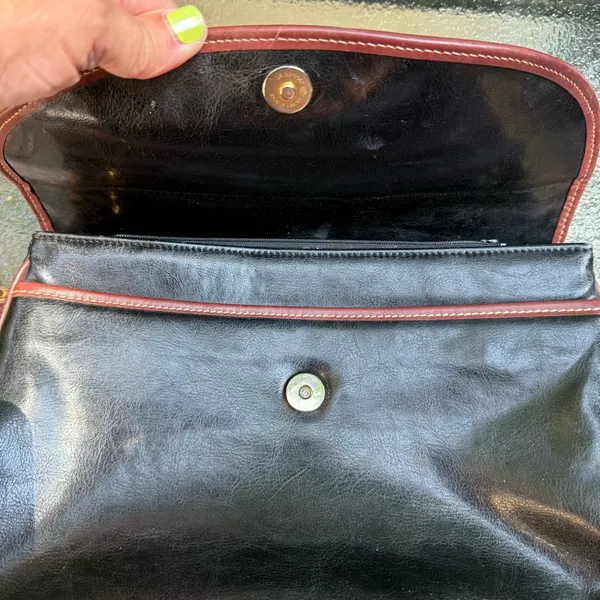 Vintage st. Borse Purse Pocketbook Black Brown Leather? Western - Image 10
