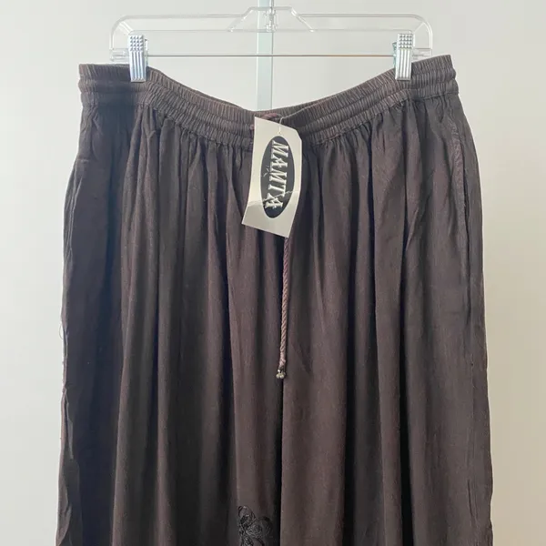 MAMTA Rayon Boho Western Fringe Embroidered Maxi Skirt Plus Size Black - Image 2