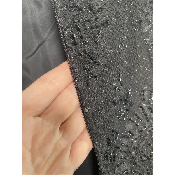 Carmen Marc Valvo Beaded Lace Cocktail Dress Womens Size 10 Black Vintage Y2K - Image 7