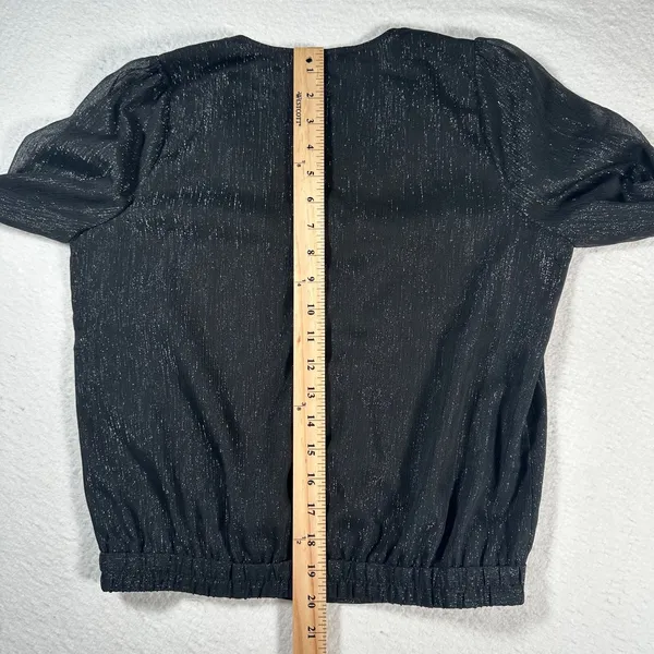 Madewell Lyric Wrap Longsleeve Top Shirt Women X-Small Black Shimmer AF678 - Image 13