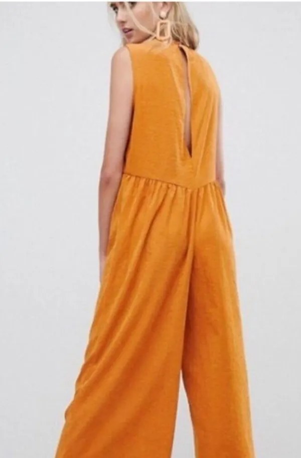 ASOS Minimal Jumpsuit with Ruching Detail and Keyhole Back in Mustard, 2 - Image 3
