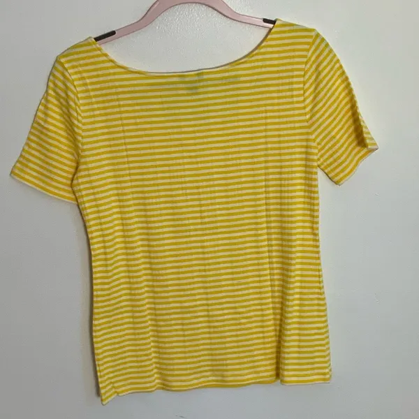 Ann Taylor Striped Scoop Neck Top-‎ Solarium Sun - Image 4