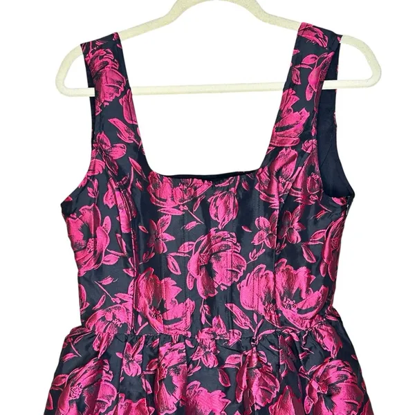 Lulus Posh Invite Black Floral Jacquard Square Neck Corset Mini Dress NWT Medium - Image 7