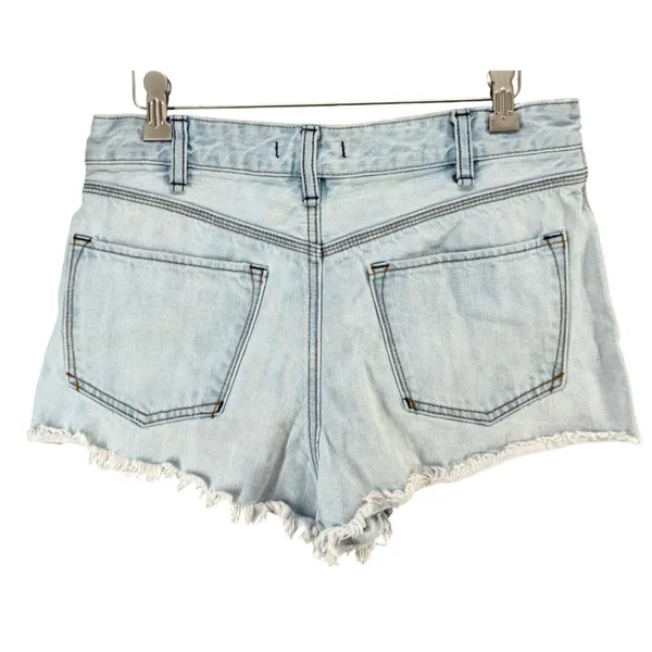 Free People Cutoff Denim Shorts Women 29 Light Wash Blue Raw Hem Festival Grunge - Image 3