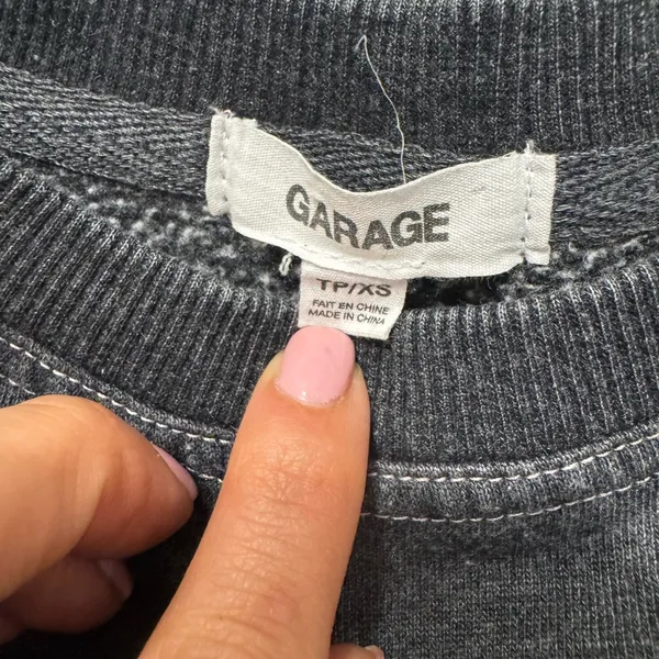 Garage LA Cropped Sweatshirt Charcoal Pink Graphic California XS - Image 8