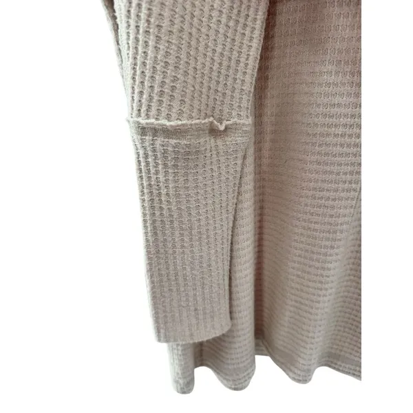Free People‎ Women Sweater Cream Kitty Thermal Top Waffle Knit We the Free Small - Image 4