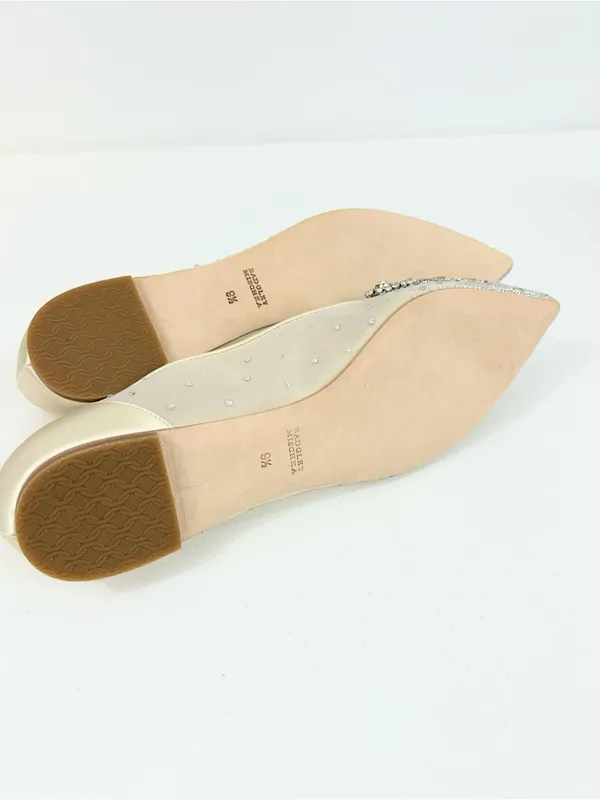 Badgley Mischka Quinn Embellished Flats Gold Satin Size 9.5 NWOT - Image 6