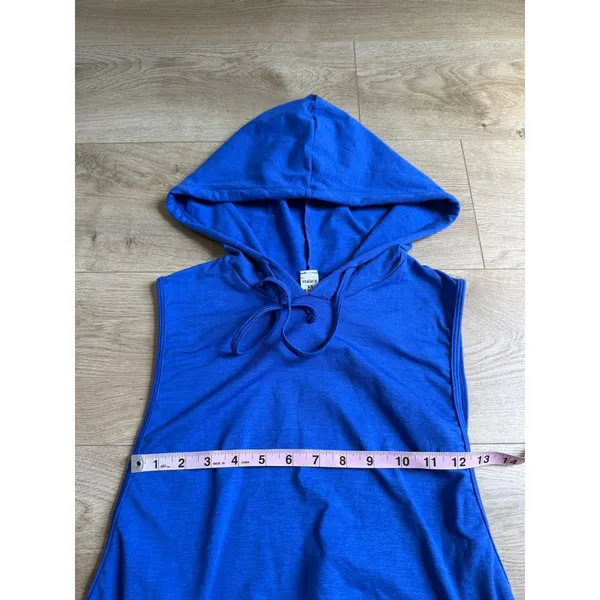 NWOT Halara Hooded Drawstring Sleeveless Cropped Running Tank Top blue size XS - Image 6