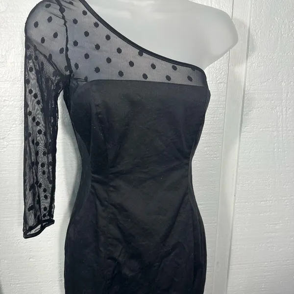 Bardot Black One Shoulder Sheer Bodice Dress Size 4 NWOT - Image 5