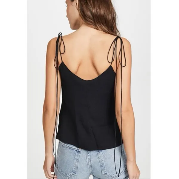 REFORMATION Leah Cowl Neck Top In Black - Image 3