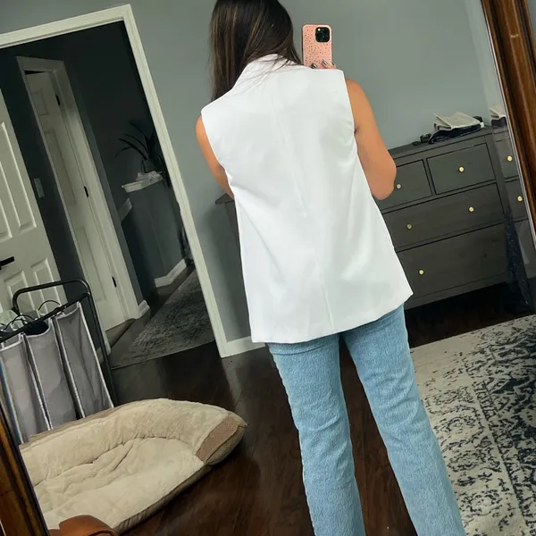 Banana Republic White Sleeveless Blazer Vest - Image 10