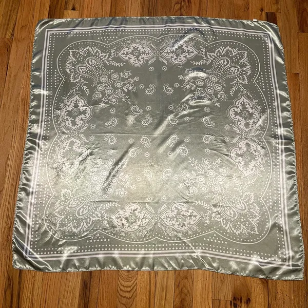 Bundle of 2 Satin Bandana Scarves | Brown & Sage | 100% Polyester - Image 4